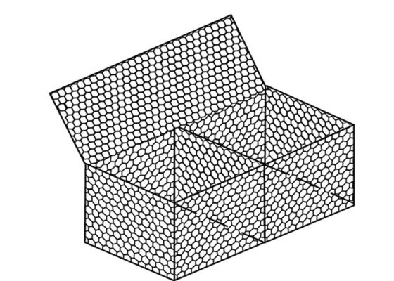 διπλή συστροφή Gabion πλέγματος 100×120mm 2×1×1m γαλβανισμένα κιβώτια Gabion
