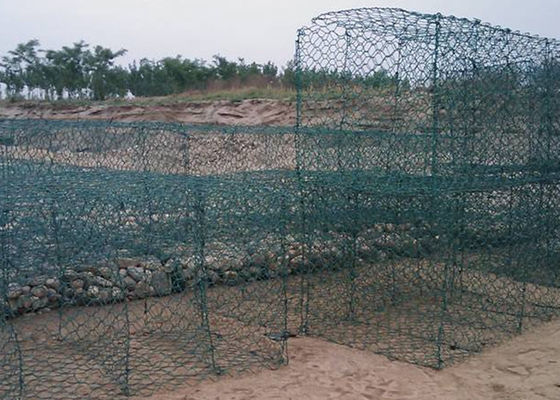 Πράσινο PVC Επικαλυμμένο Κιβώτιο Gabion 2m-6m Εξαγωνικό Πλέγμα